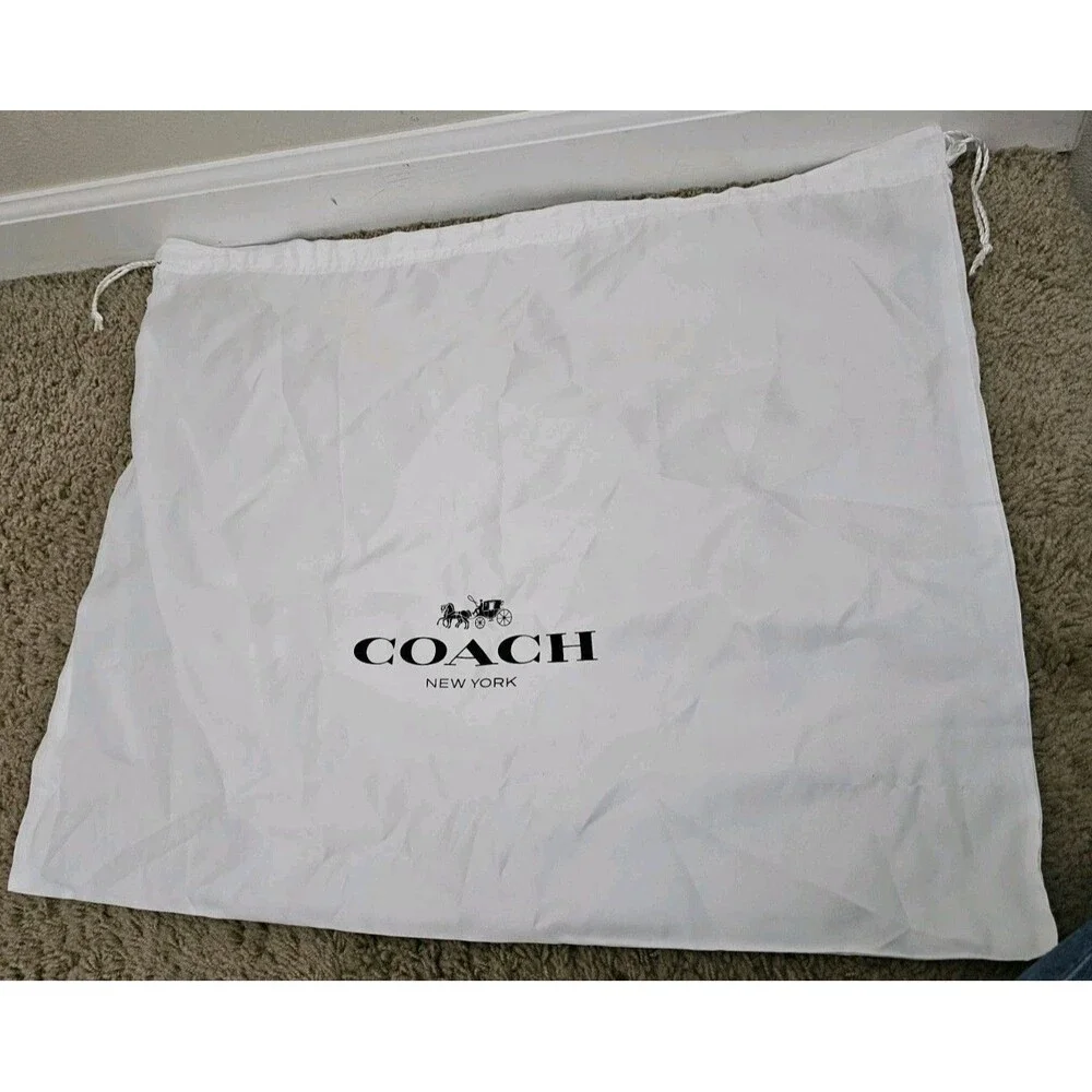 Authentic Coach New York Large White Cotton Drawstring Dust Bag For Purse...